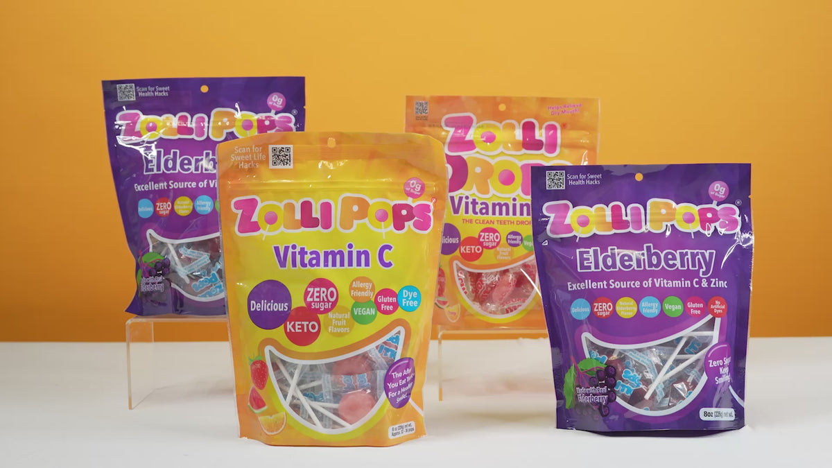 Vitamin c zollipops and elderberry pops.