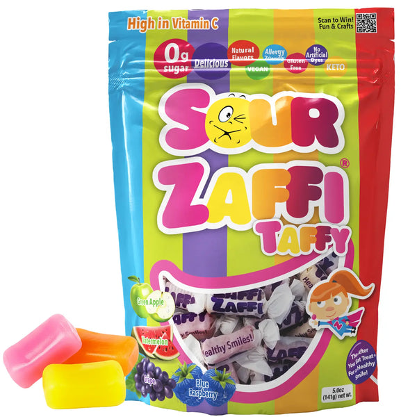 Sour Zaffi Taffy Sugar-Free Chewy Candy – Tooth-Friendly Candy