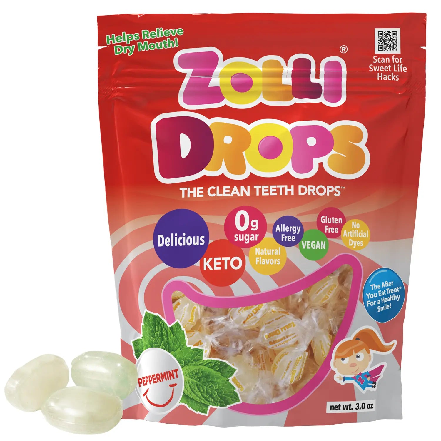 Zolli Drops packaging with red background and product details
