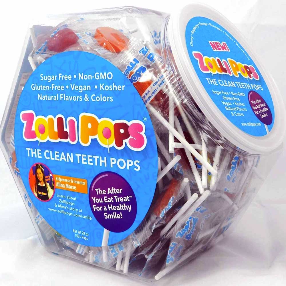 Zollipops Assorted Fruit Lollipops Hex Jar