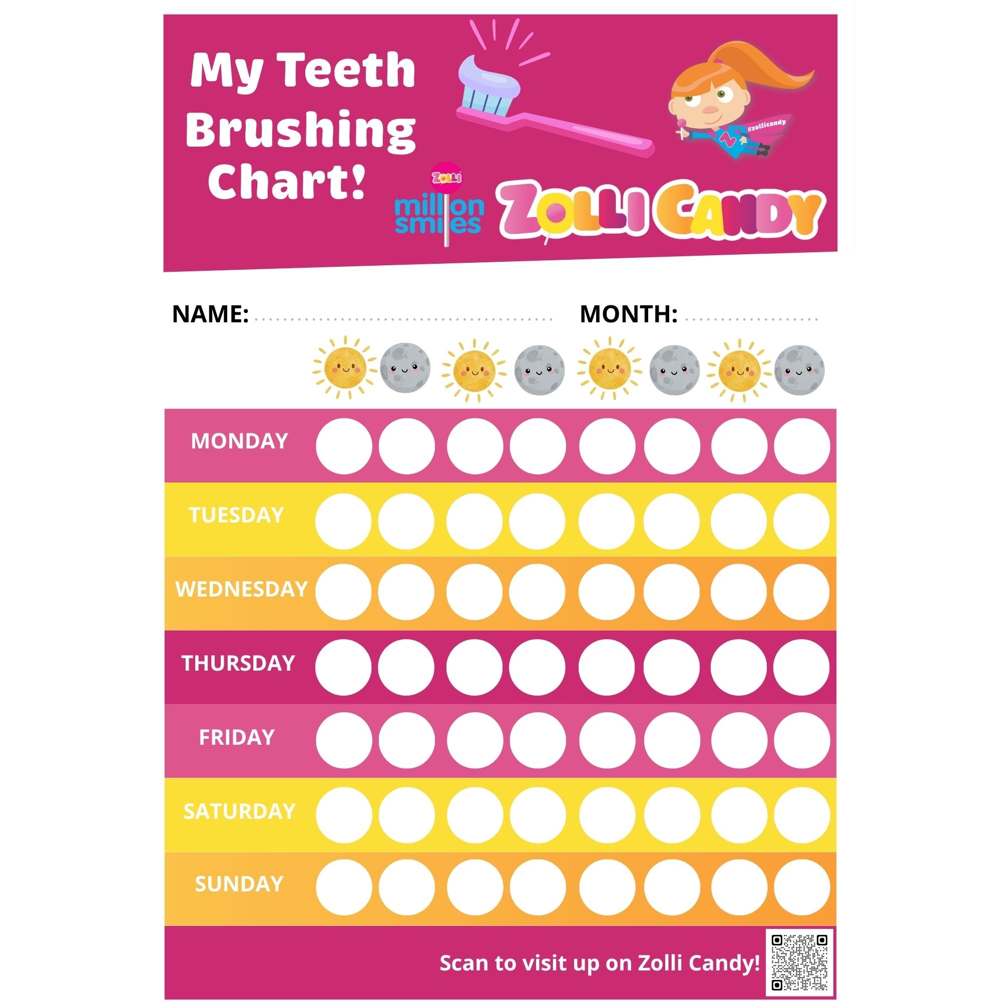 Zolli tooth brushing chart tracker