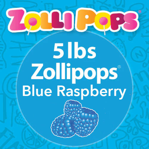 Zollipops 5 pounds bulk pack in Blue Raspberry flavor. 