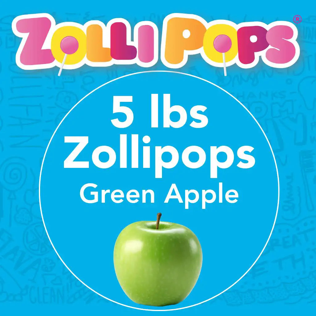 zollipops 5lb bulk green apple lollipops