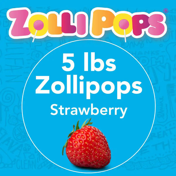 Bulk Zollipops® Sugar Free Lollipops Strawberry Flavor 5 lbs