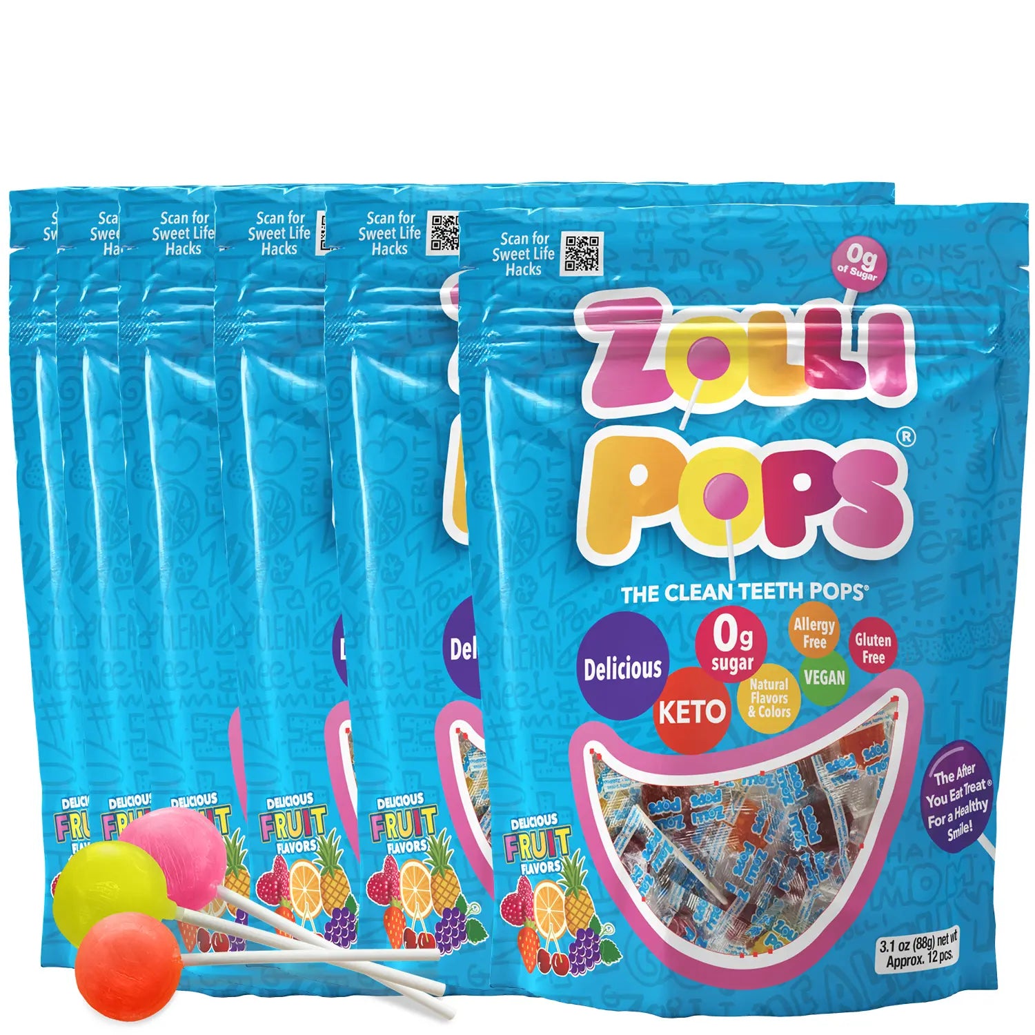Zollipops® Original Clean Teeth Candy Assorted Fruit Flavors - 6 pack-Zollicandy