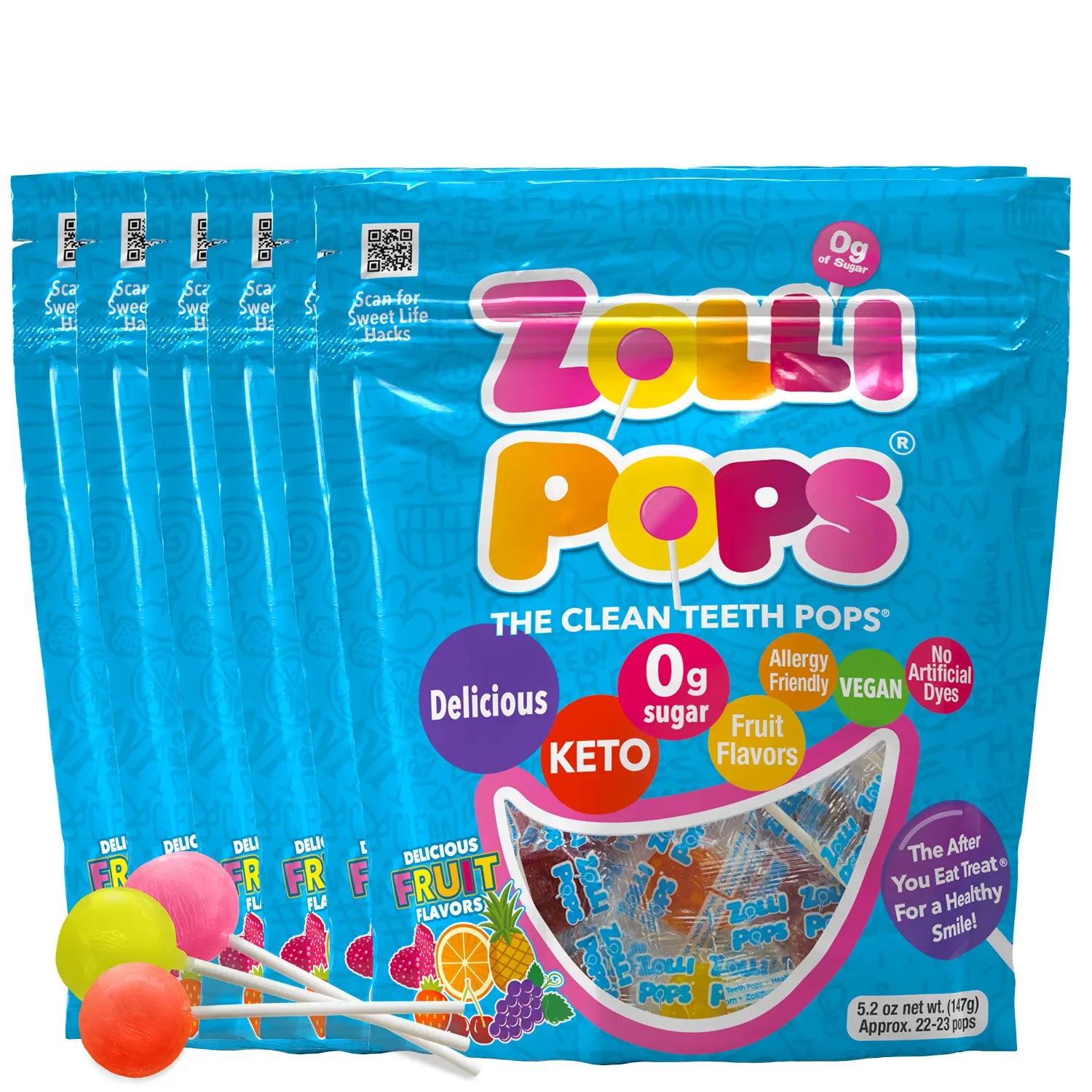 Zollipops® Original Clean Teeth Candy Assorted Fruit Flavors - 6 pack-Zollicandy