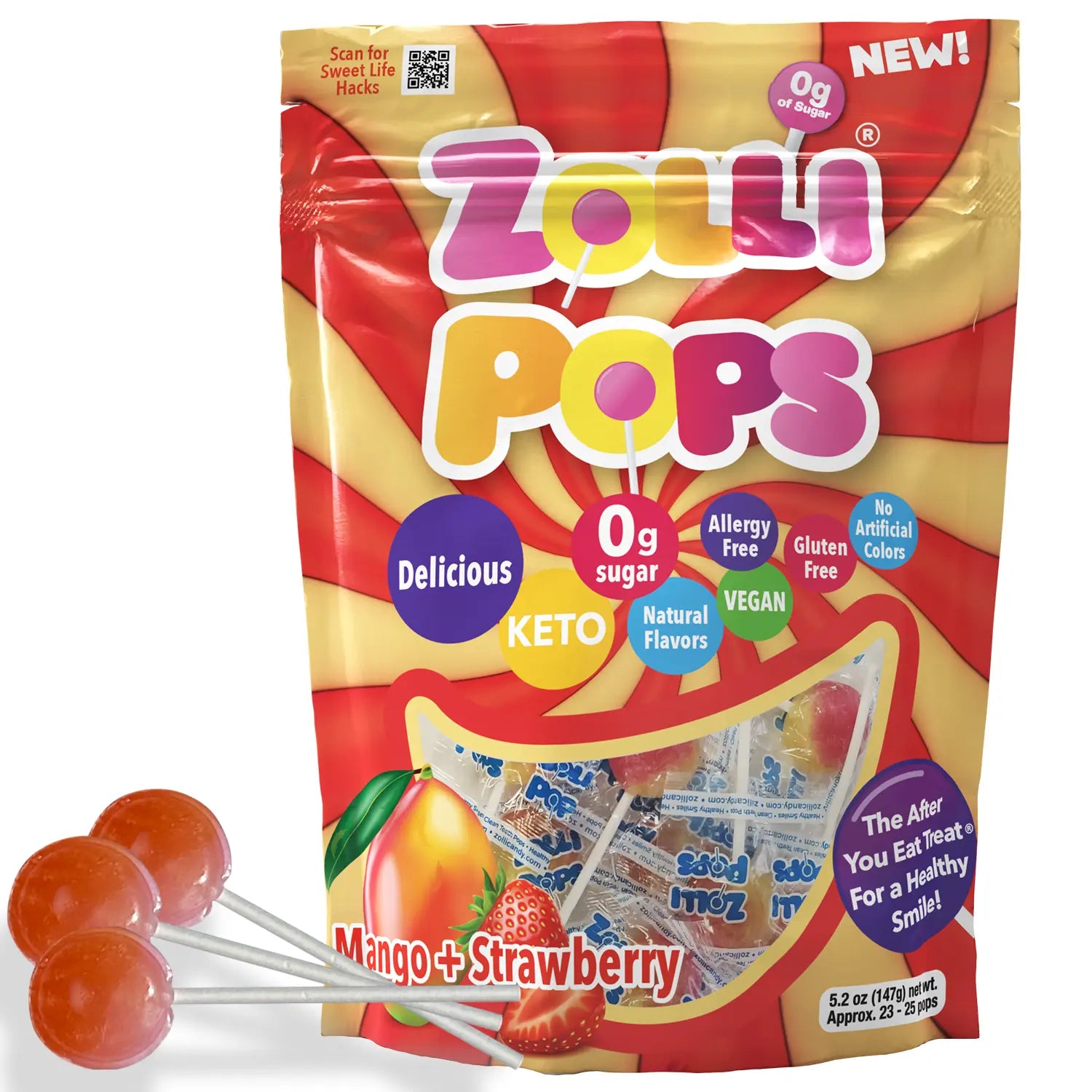 Zulli Pops lollipop package with lollipops on a white background