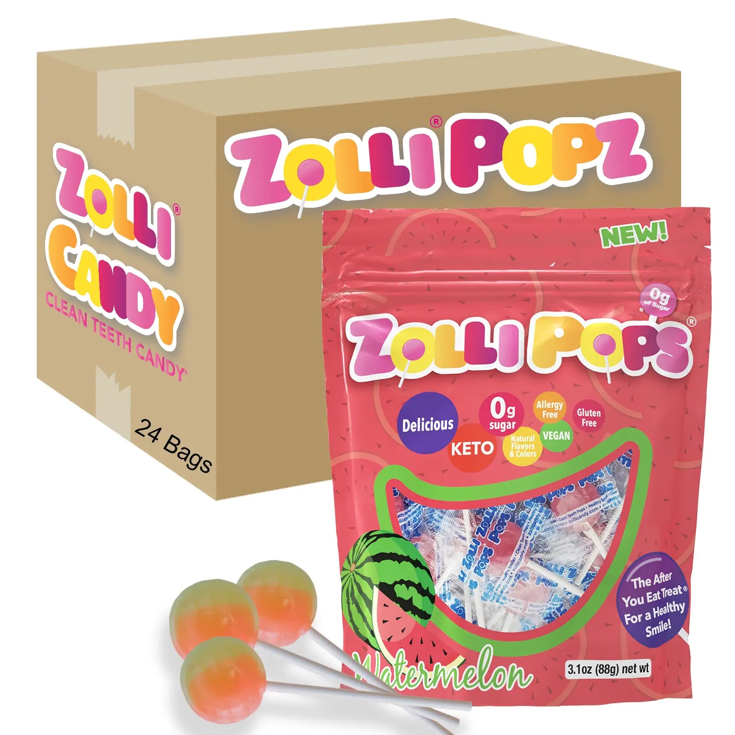 Zolli Popz packaging with lollipops on a white background