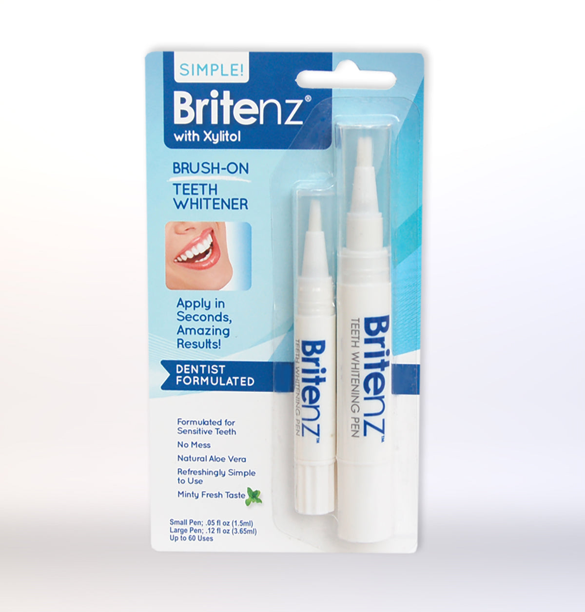 Britenz whitening pen combo in packaging with small and large size pens.