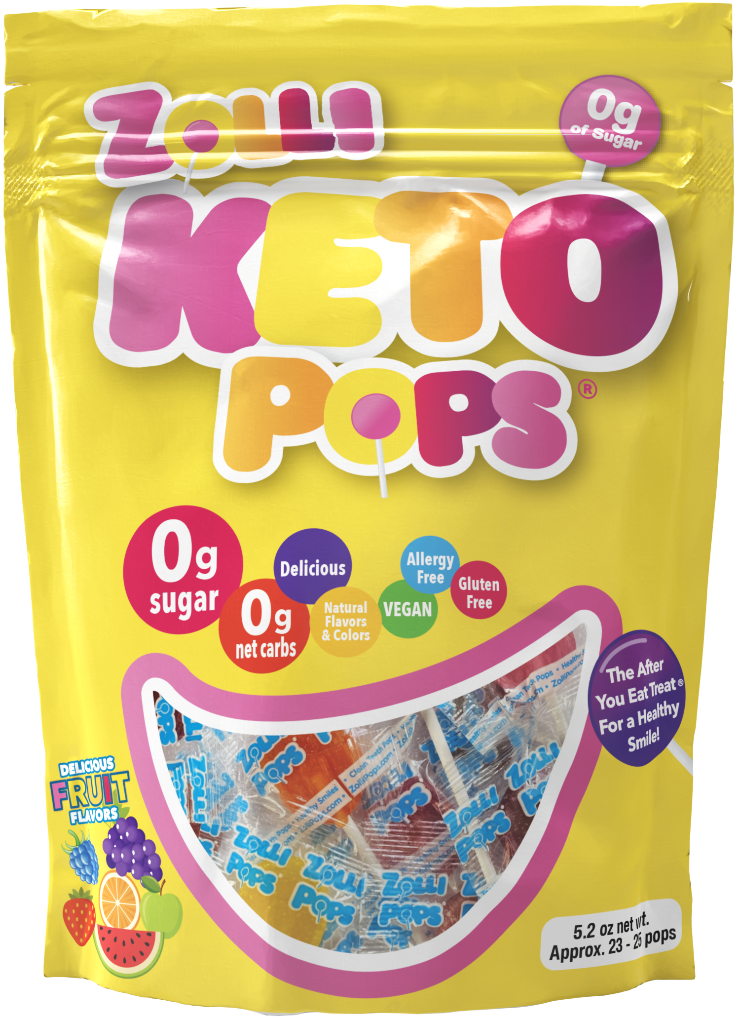 Zolli® KETO Pops Assorted 5.2oz Pouch #3369