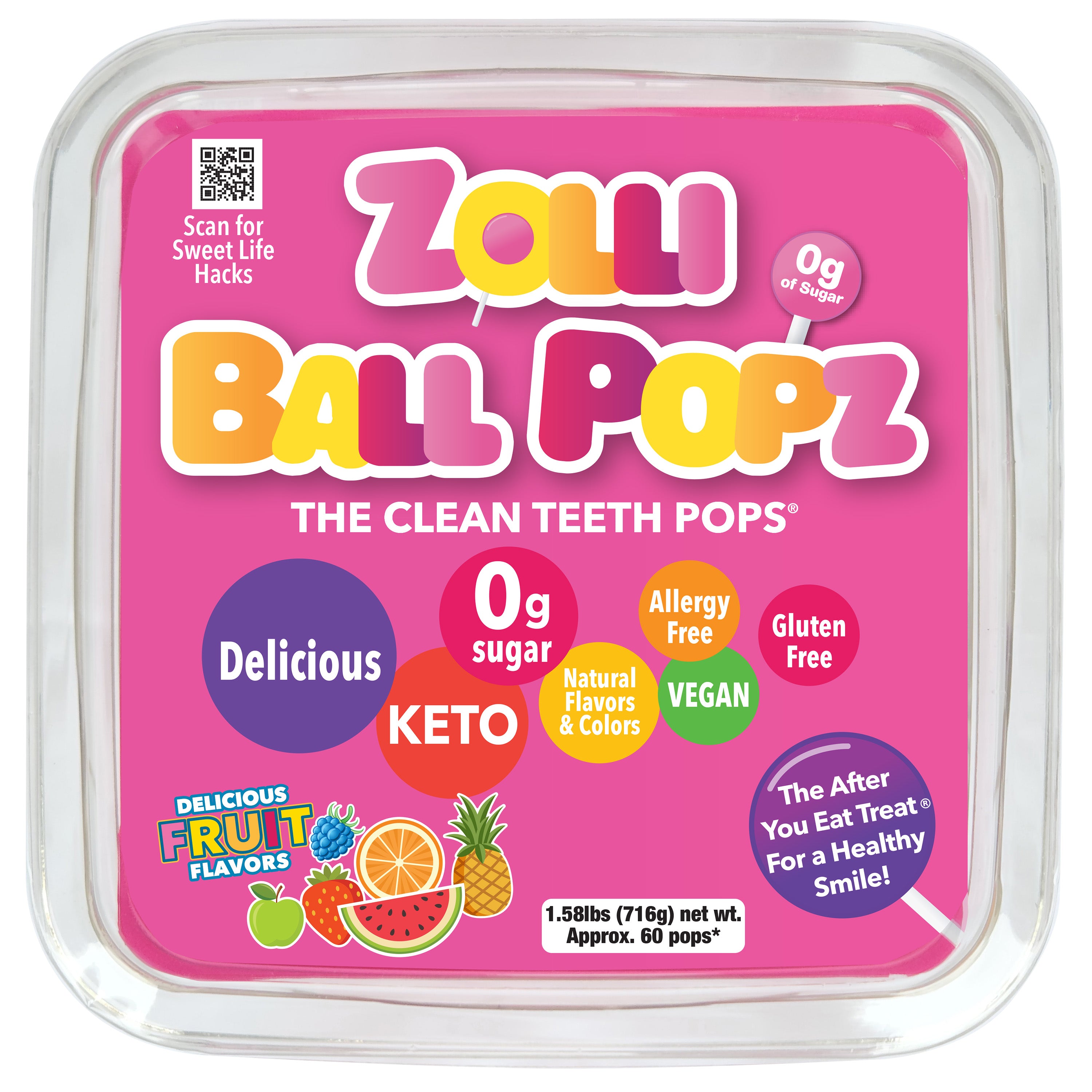 Zolli® Ball Popz™ Assorted Fruit 1.58lb Tub