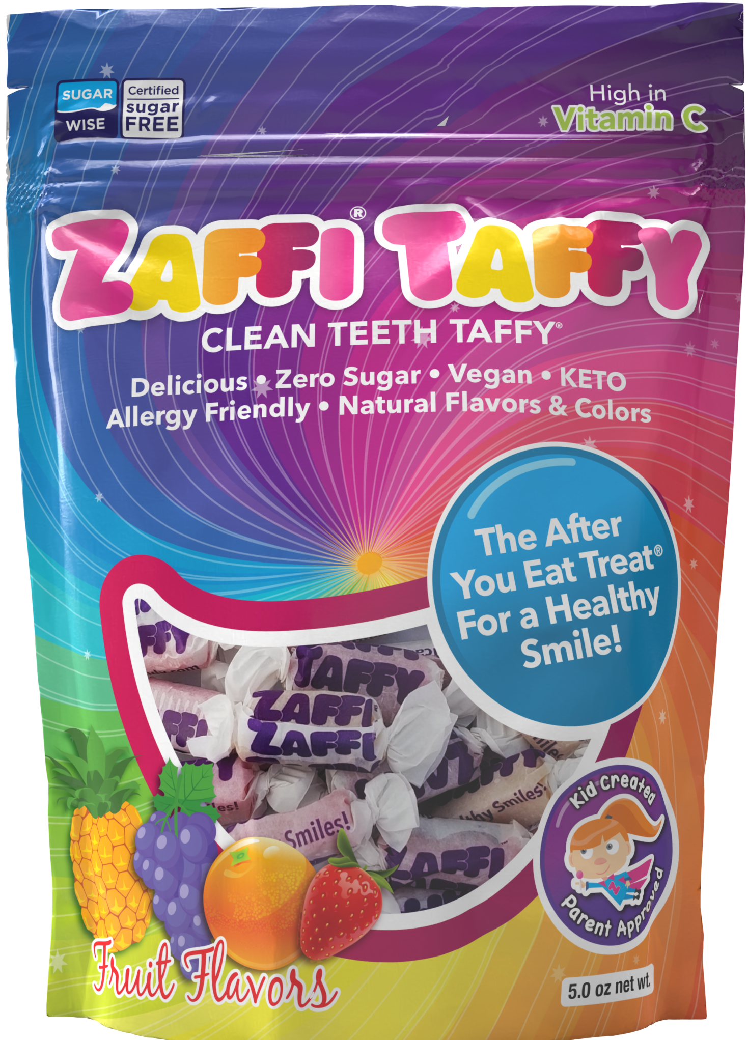 Halloween Zaffi® Taffy Assorted Fruit 5oz Pouch