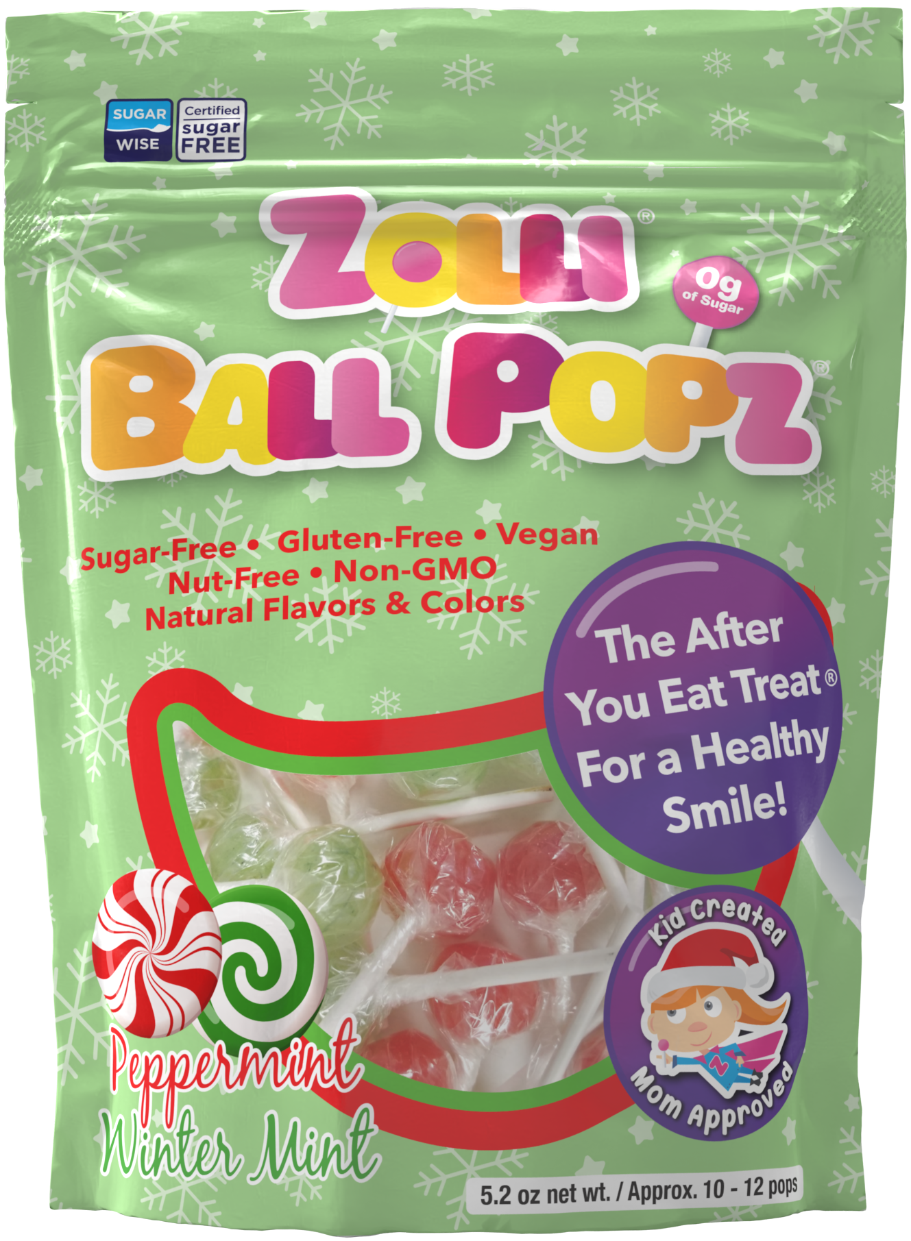 Holiday Zolli Ball Popz Peppermint & Winter Mint 5.2oz Pouch