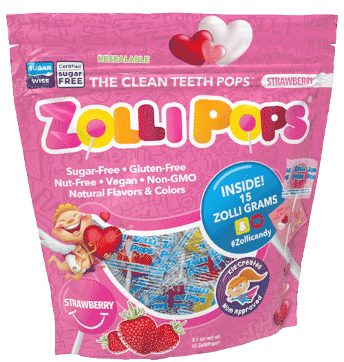 Zollipops® Valentine's Strawberry 3.1oz Pouch