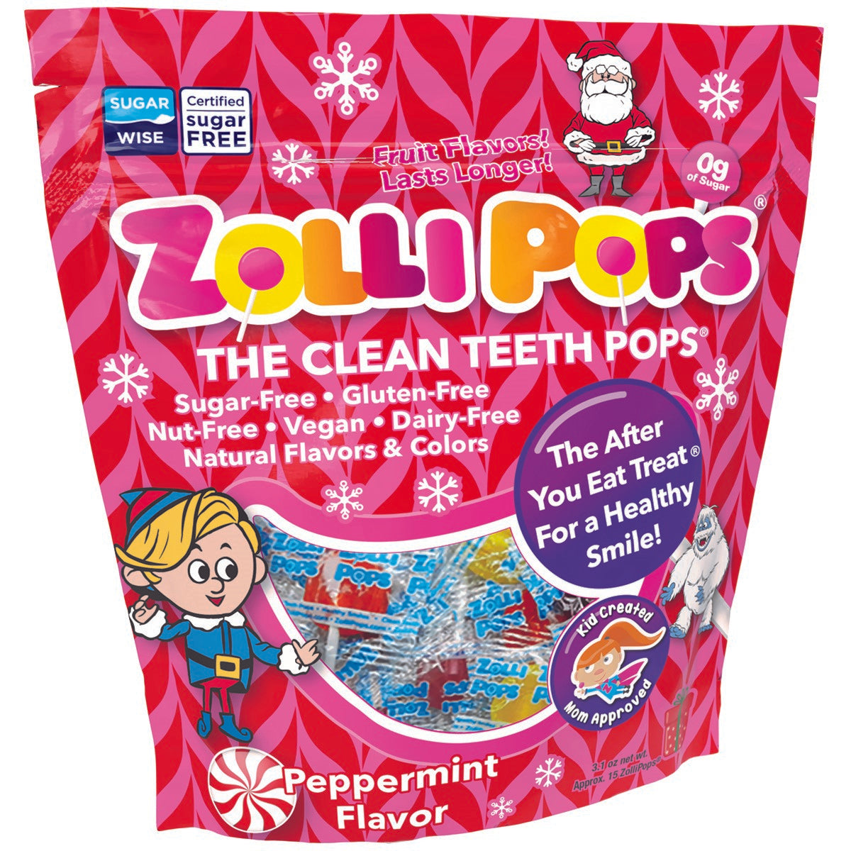 Zollipops® Holiday Peppermint 3.1oz Pouch (#3995)
