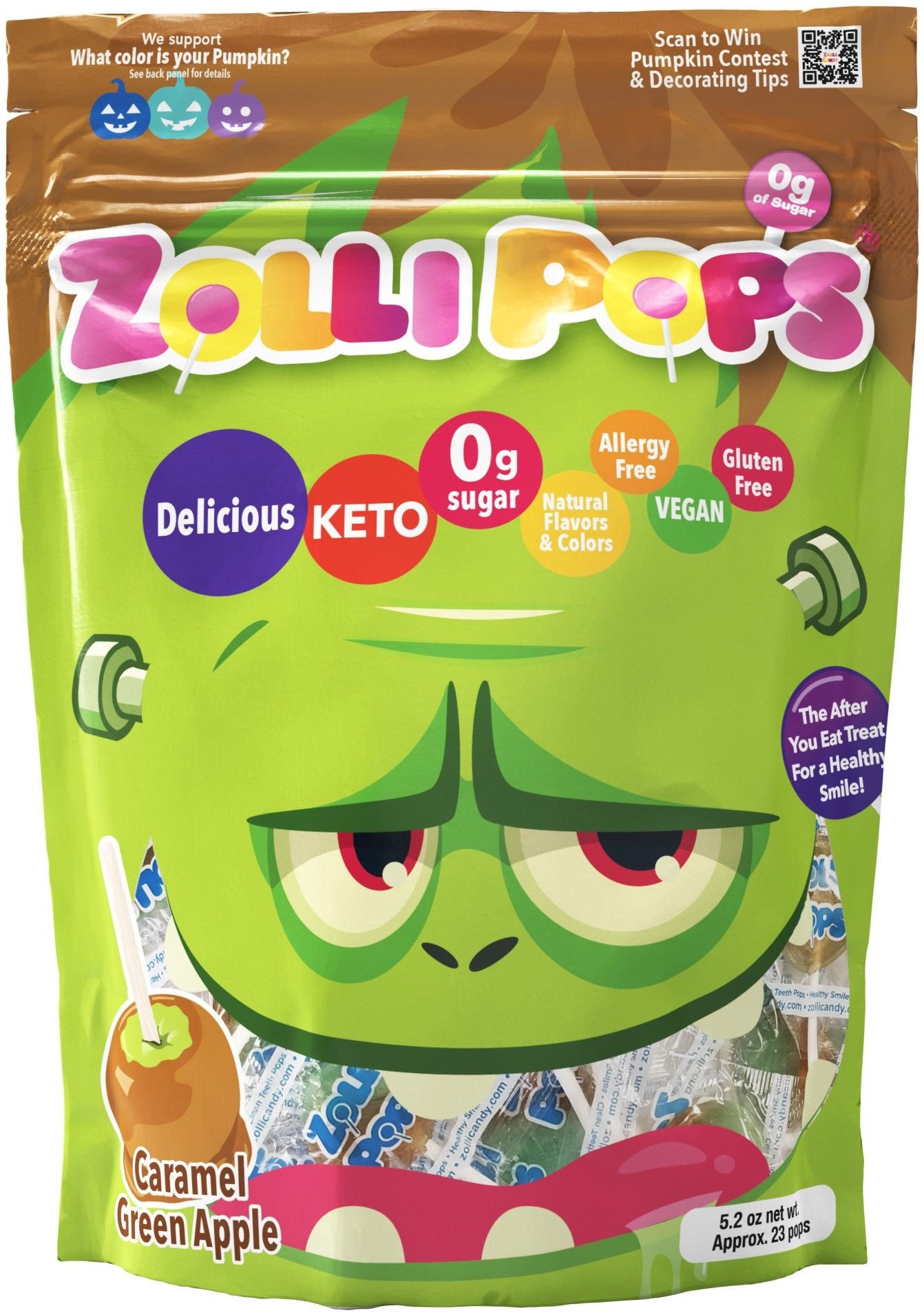 Halloween Zollipops Caramel & Green Apple 5.2 oz - NEW!