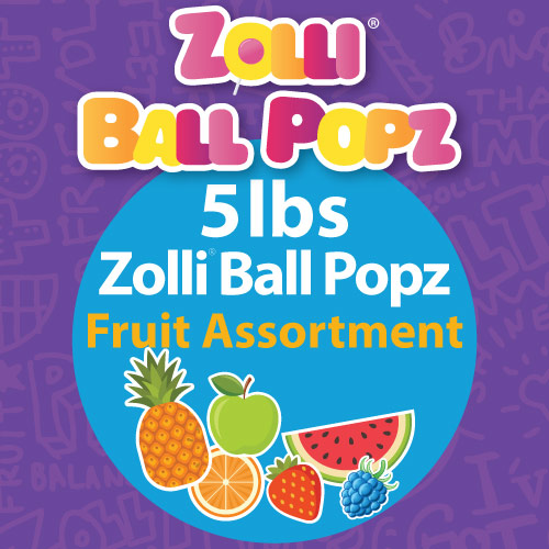 Zolli Ball Pops 5 pounds bulk pack in Fruit Assortment of flavors.