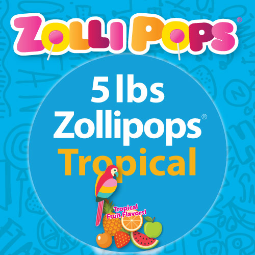 Zollipops 5 pounds bulk pack in Tropical Assortment of flavors.