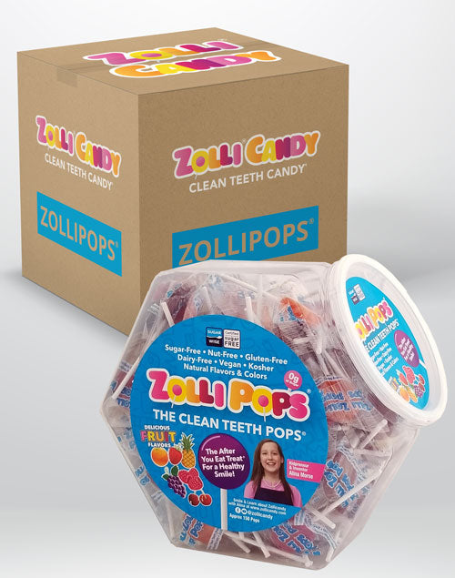 Zollipops 16 count bulk case of large hex-shaped jars in Original Assortment of flavors.